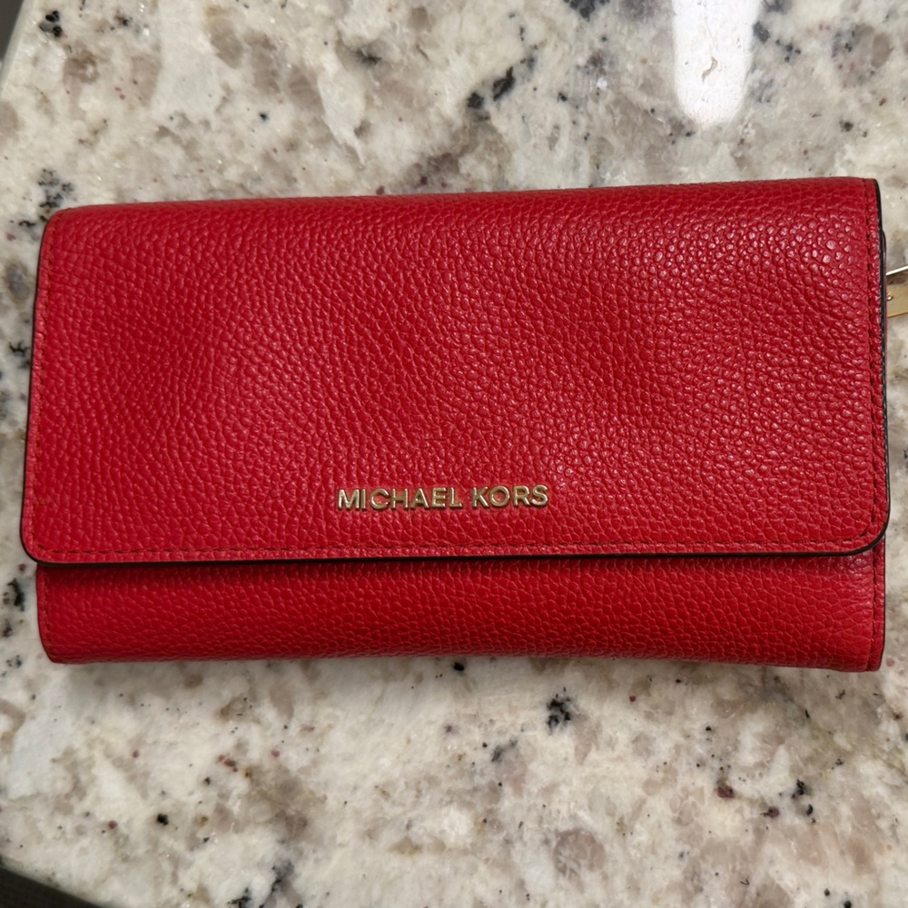 Michael Kors Cherry Red Pebbled Wallet